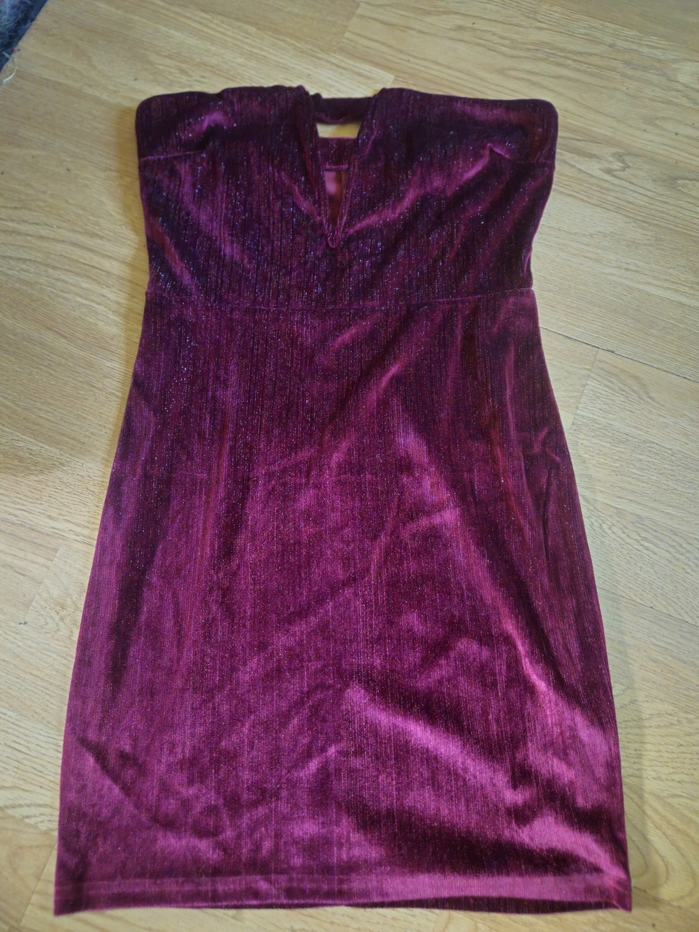 Velvet Strapless Sheath Dress in Deep Burgundy